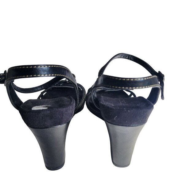 Aerosoles Black Strappy Platform Wedge Sandals Buckle Detail Adjustable Size 10 - Picture 6 of 14